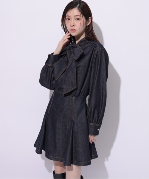 デニムボウタイミニワンピース（ワンピース）｜Rirandture（リランド