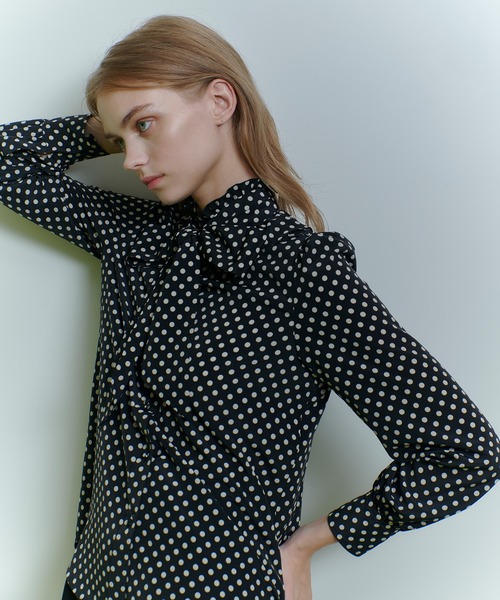 LOULOU WILLOUGHBY】デシンドットフリルボウタイブラウス（シャツ