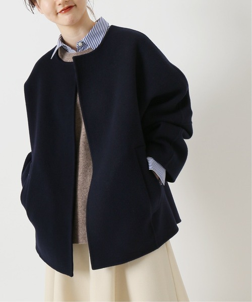 IENA（イエナ）の「SUPER160 Wフェイスショートコート◇（ノーカラー