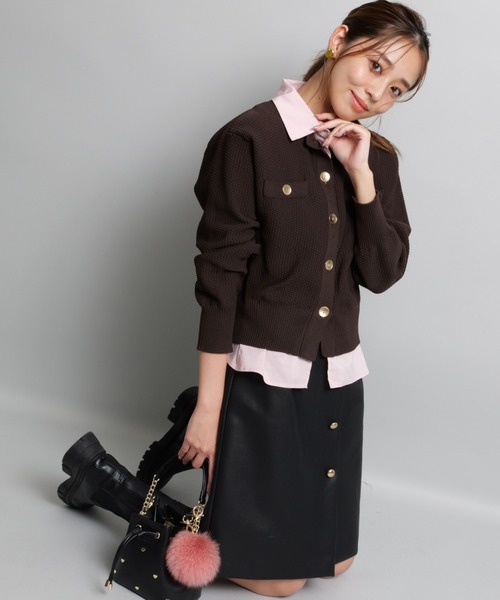 JUSGLITTY（ジャスグリッティー）の「衿付きカノコカーデ（ニット