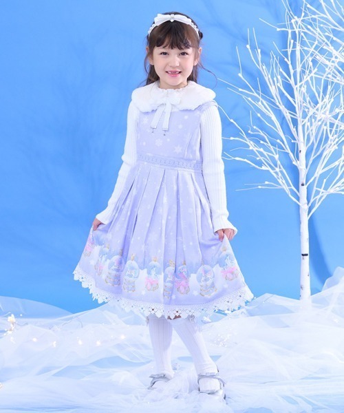 セール】スノードーム柄ジャンパースカート＆ティペットつき