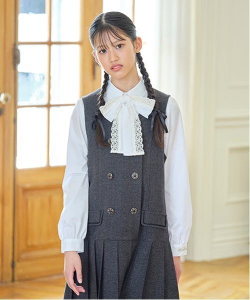 レースリボンタイブラウス（ビジネスシャツ）｜mezzo piano Junior