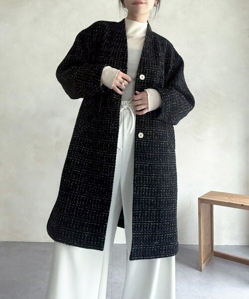 チェックツイードロングコート（その他アウター）｜BEARDSLEY