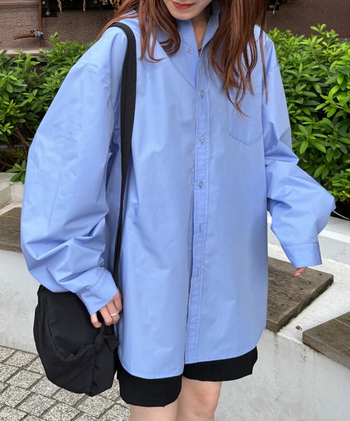 スタンダードオーバーサイズシャツ/ ルーズ カラーシャツ ビッグサイズ