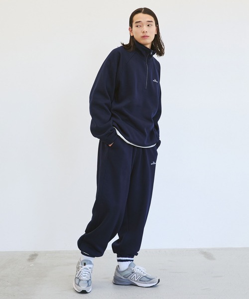 2点セットアップ】ロゴ刺繍ハーフジップスウェット＆パンツ 胸＆パンツ