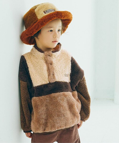 セール】【ジュニア対応】マルチカラー切替ファーフリースプルオーバー