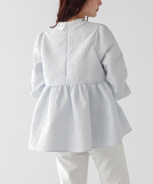 ジャガードレース襟ペプラムトップス（その他トップス）｜Fit more