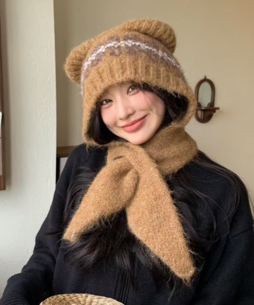ベアマフラーニット帽（ニットキャップ/ビーニー）｜Vipoa（ヴィポア