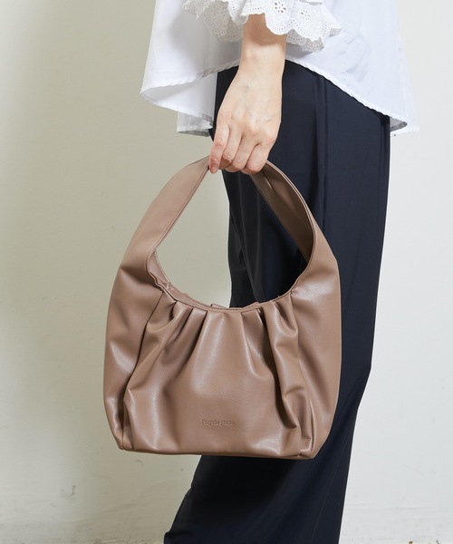 SUNNY SIDE:ギャザー ワンハンドルバッグ シルバー ブラック ブラウン