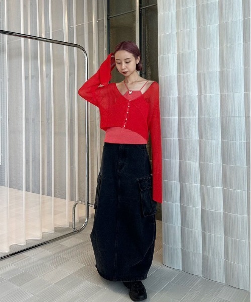 Ameri（アメリ）の「LAYERED KNIT CARDIGAN TOP（カーディガン/ボレロ