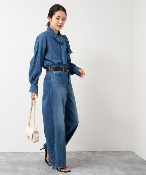 Rie Miller（リエミラー）の「デニムリボンタイブラウス（シャツ