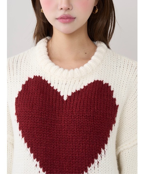 ハートロゴローゲージニットチュニック（ニット/セーター）｜Darich