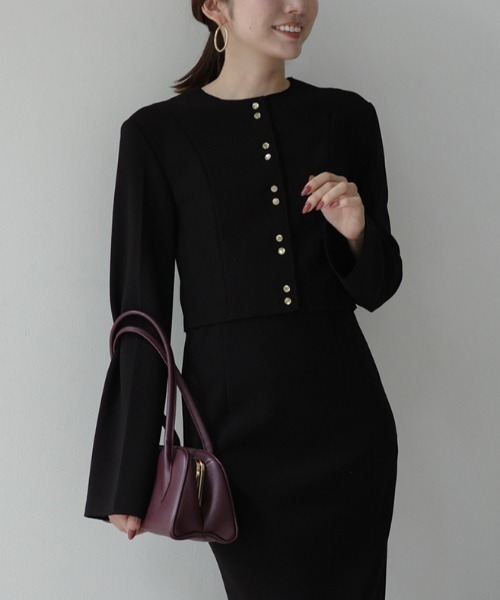 セール】カットジョーゼットショートカーディガン（カーディガン