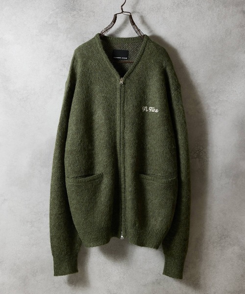 セール】MOHAIR SOLID JACQUARD KNIT ZIP-UP CARDIGAN / モヘヤ
