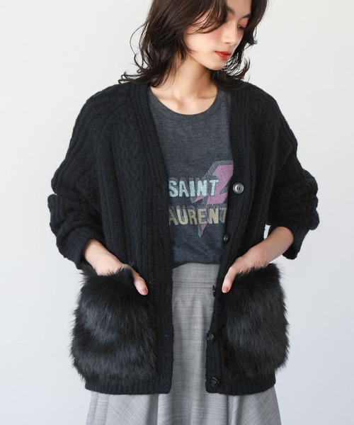 ELFRANK（エルフランク）の「ファーポケットケーブルニット