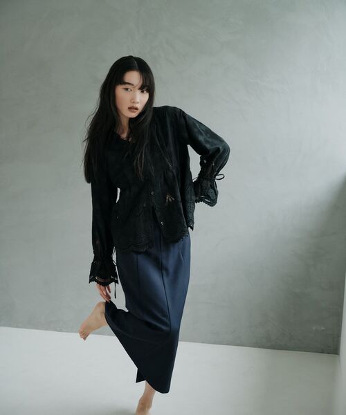 エンブロイダリーリボンスリーブブラウス 【低身長・小柄女性】（T