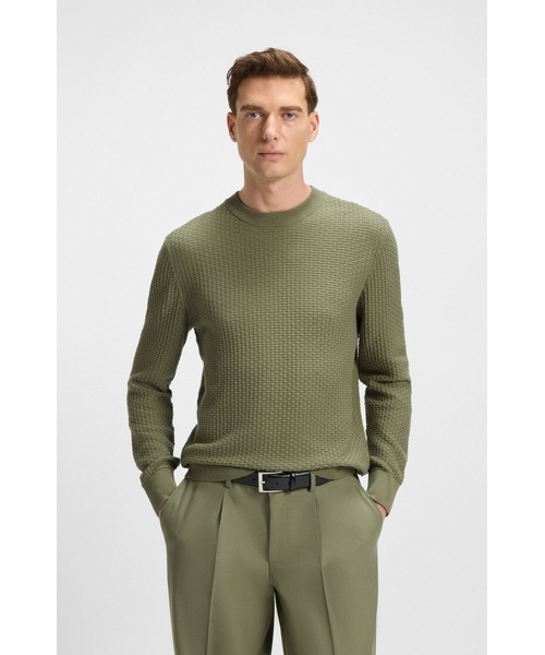 コットン セーター ミックスストラクチャー（ニット/セーター）｜BOSS