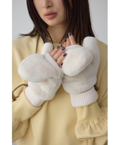 セール】配色ストラップ2WAYフェイクファーミトン（手袋）｜AZUL BY