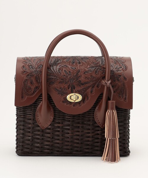 希少✨ カービングトライブス かごバック ラタン ターンロック