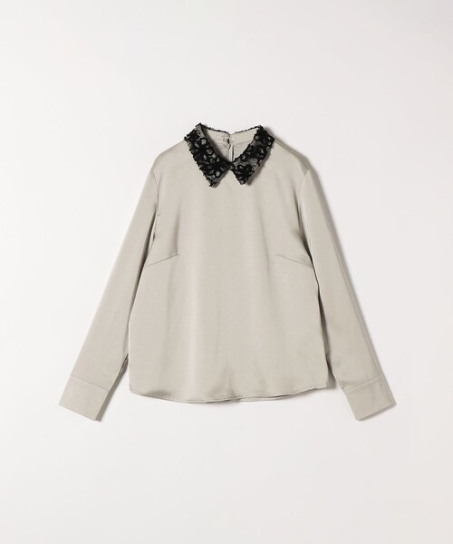 SHIPS any:〈洗濯機可能〉サテン レースカラー ブラウス（シャツ