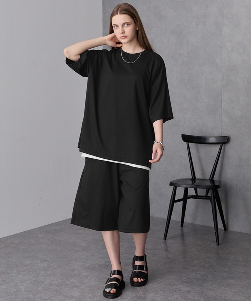 セットアップ】プリーツオーバーサイズTシャツ+ワイドシルエット