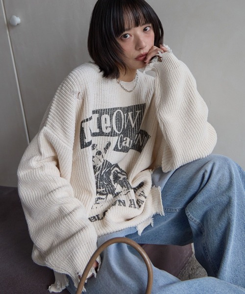 UNISEX》ダメージキャットニット（ニット/セーター）｜PBLIM（ページ