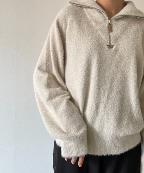 NEUNA（ヌナ）の「モヘアシャギーハーフジップニット（ニット/セーター