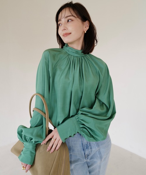 クロスネックボリュームブラウス（シャツ/ブラウス）｜anuans（ア