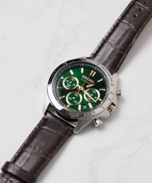 60】【ITN】【SEIKO】 クオーツ クロノグラフ レザーベルト【海外