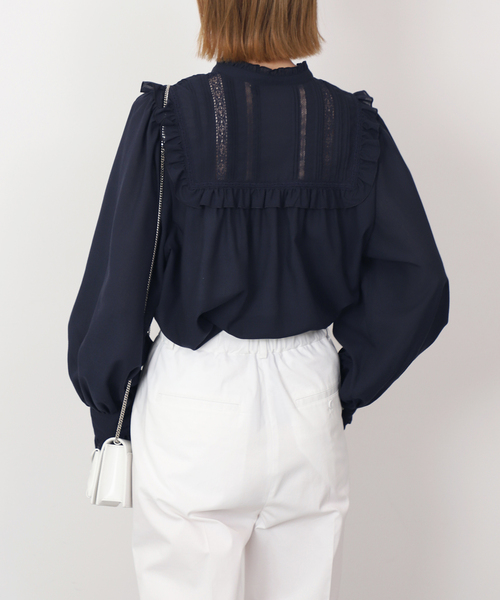 SLOBE IENA（スローブイエナ）の「レースピンタックフリルブラウス