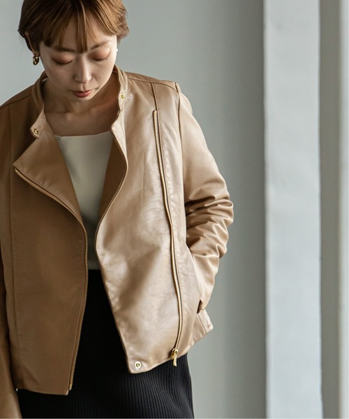 Noble（ノーブル）の「○《追加3》ソフトラムレザーライダースブルゾン