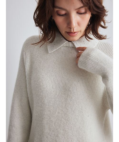 Mila Owen（ミラオーウェン）の「襟付きペプラムニットミニワンピース