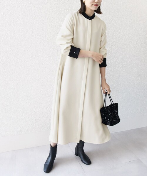 SHIPS any:〈洗濯機可能〉ダブルクロス Aライン シャツワンピース