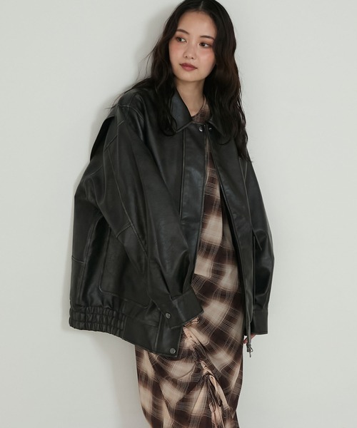 forksy.】ヴィンテージライクダブルジップビッグブルゾン forksy