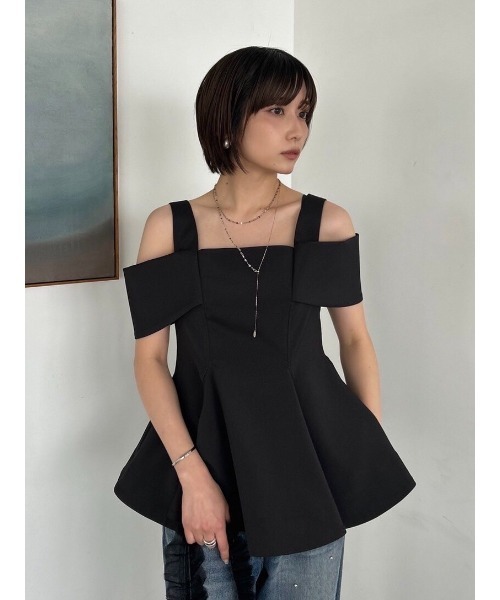 FRAY I.D（フレイアイディー）の「オフショルペプラムチュニック