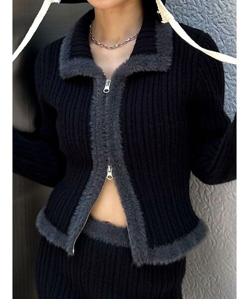 EMODA（エモダ）の「シャギーエッジコンパクトジップニット（ニット