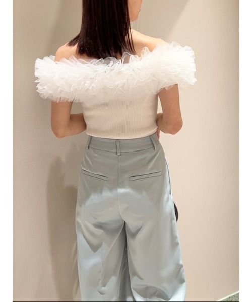 SNIDEL（スナイデル）の「ボリュームチュールドッキングニットプル