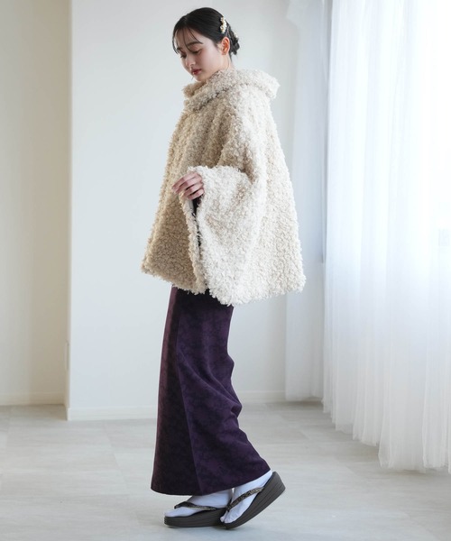 セール】コート プードルファーポンチョ ニコアンティーク 裏地ねこ
