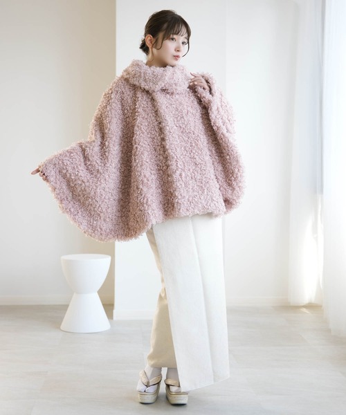 セール】コート プードルファーポンチョ ニコアンティーク 裏地ねこ