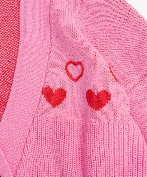 Heart Jacquard Short Length Knit Cardigan/ハートジャガードショート