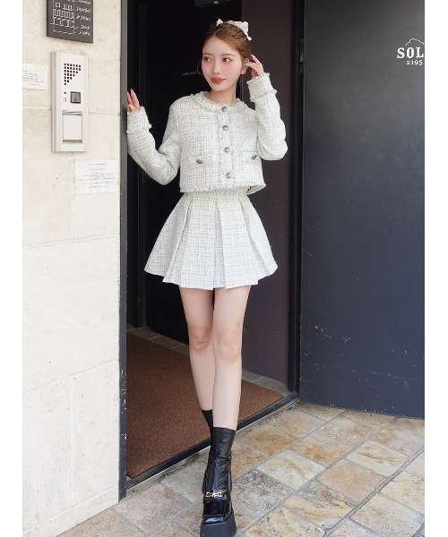 セール】ボックスプリーツツイードミニスカート（スカート）｜Darich