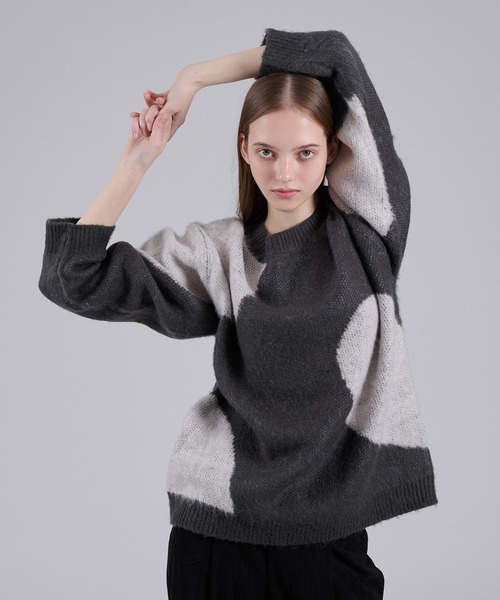 ONCILY（オンシェリー）の「HEART MIX PATTERN SHAGGY KNIT / ハート