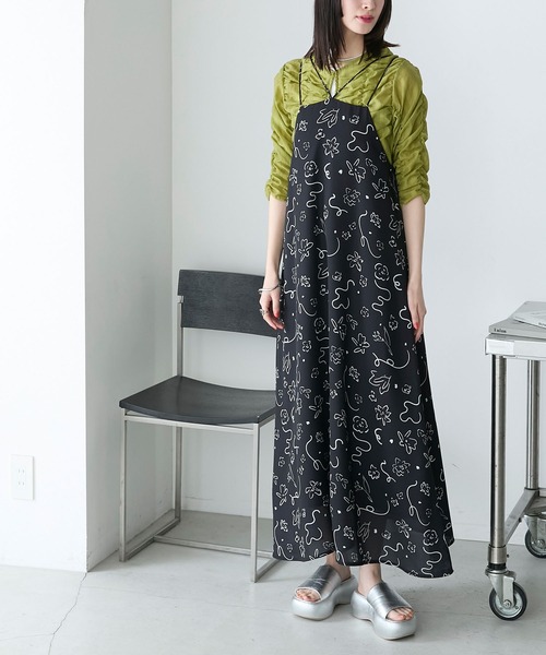 forksy.】ニュアンス花柄2wayホルター＆キャミワンピース forksy