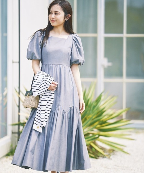 CELFORD（セルフォード）の「スクエアネックフレアワンピース