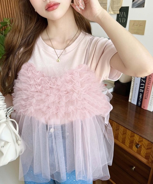 moment+（モーメントプラス）の「サイドリボンフリルチュールビスチェ