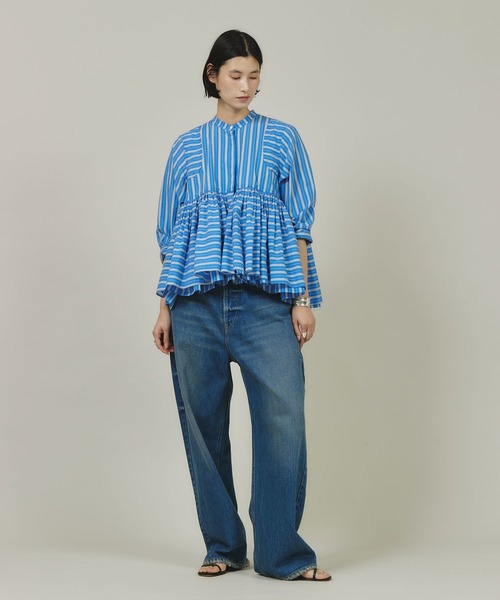Curensology(カレンソロジー)/ストライプレイヤードギャザーブラウス
