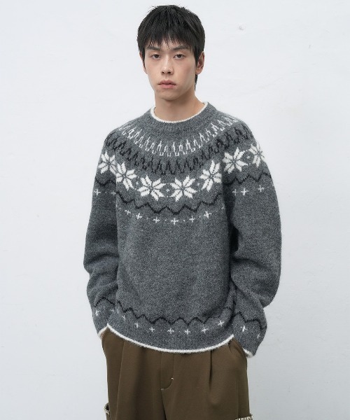 GENERAL IDEA】ウールノルディック柄ニットプルオーバー / UNISEX WOOL