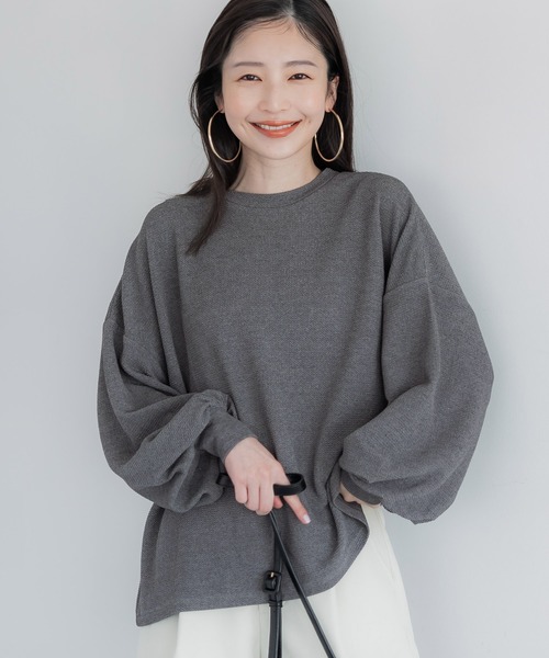 新色追加／エンボス加工バルーン袖トップス（Tシャツ/カットソー