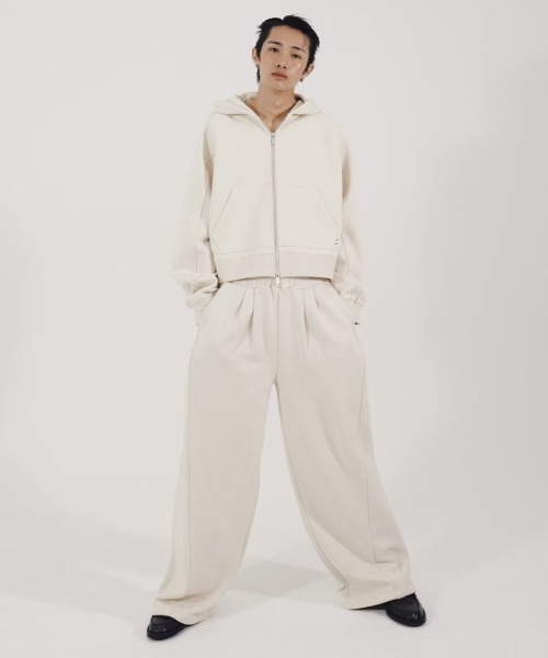 CS】cropped double zip hoodie (ivory) / 【シーエス】クロップド
