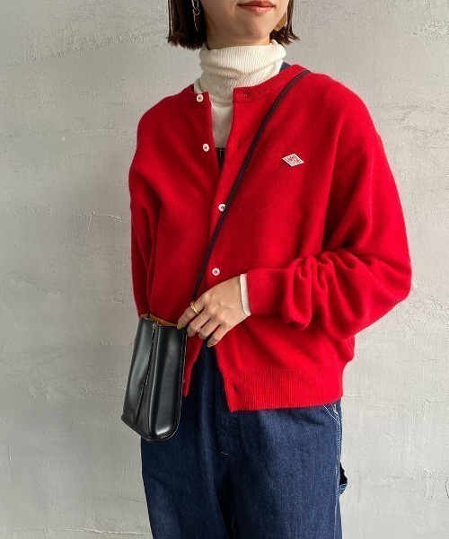 DANTON/ダントン] ワンポイントロゴ クルーネックニットカーディガン